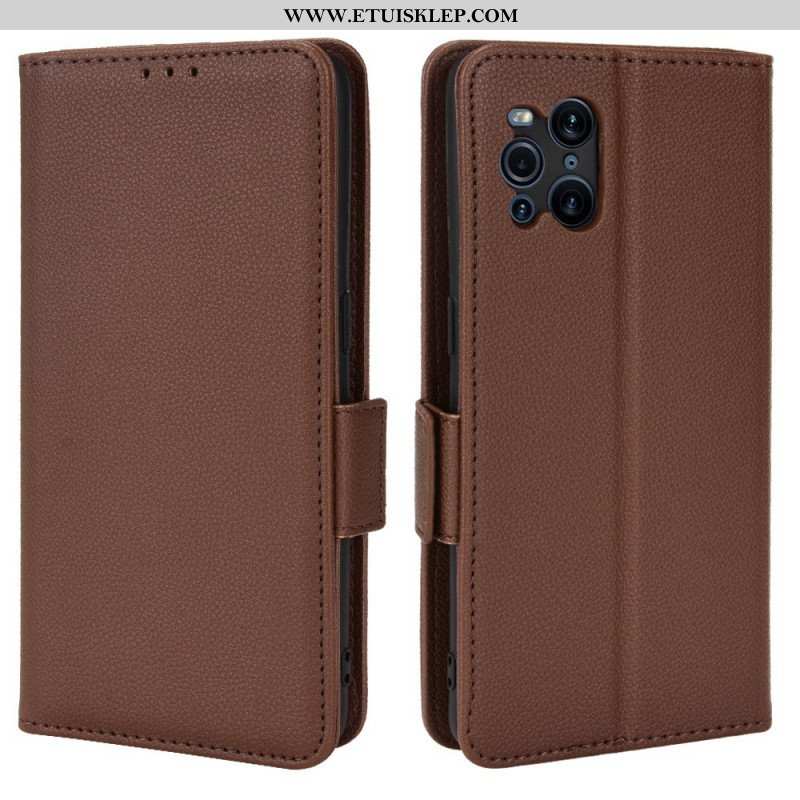 Skórzany Futerał do Oppo Find X3 Pro Etui Folio Flap Double Litchi Nowe Kolory